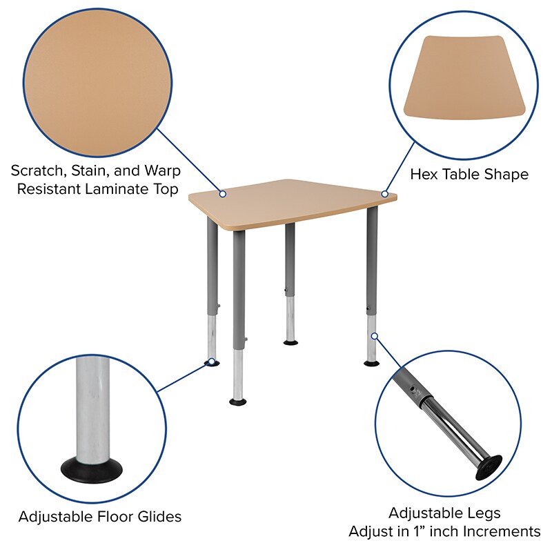 Flash Furniture Natural Hex Collaborative Desk