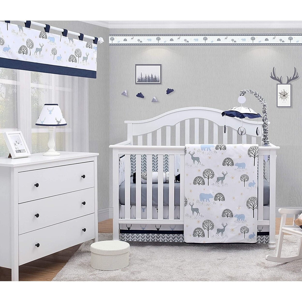 OptimaBaby Bumperless 5PCS Woodland Forest Deer Baby Nursery Crib Bedding Set By