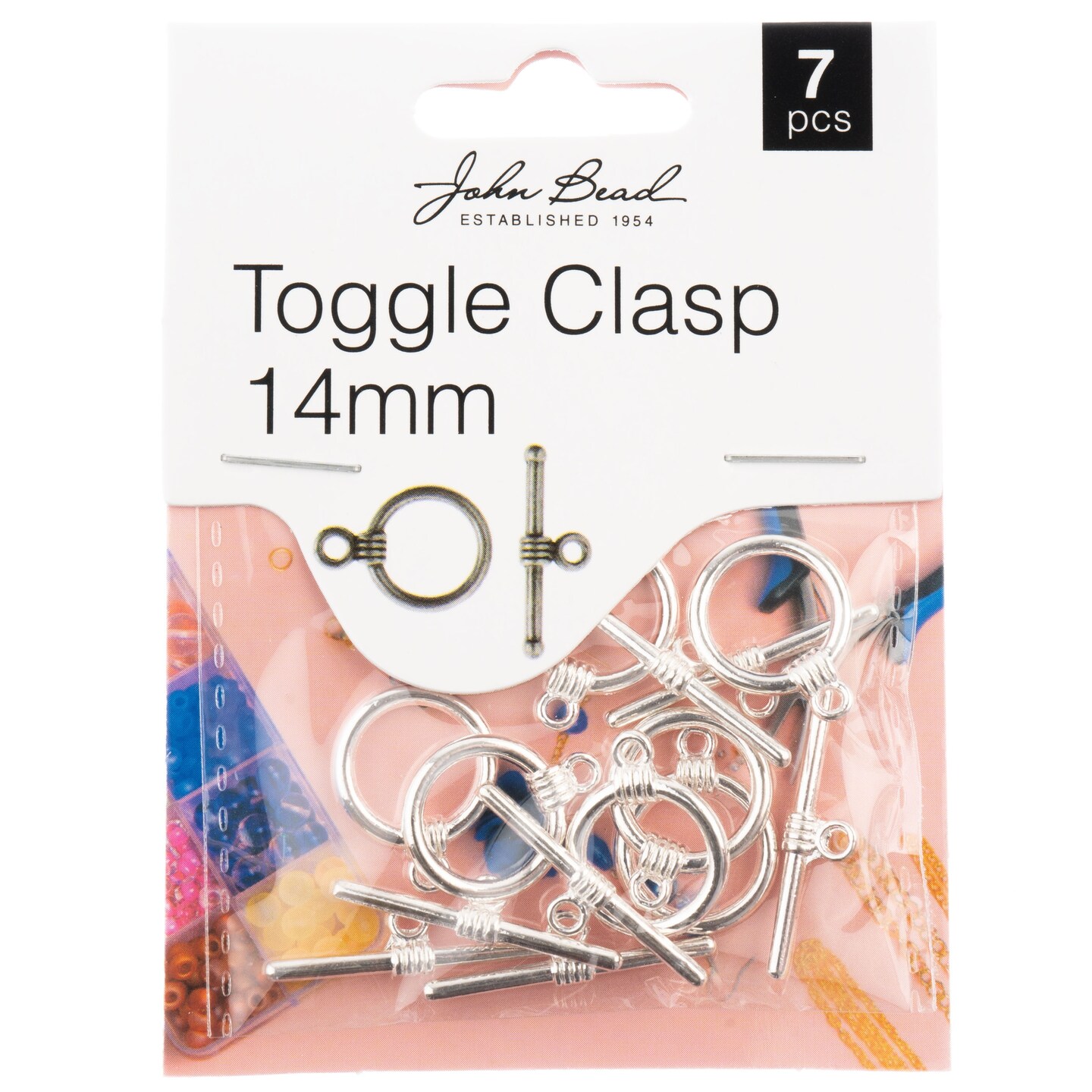John Bead Toggle Clasp 14mm 7/Pkg-Silver