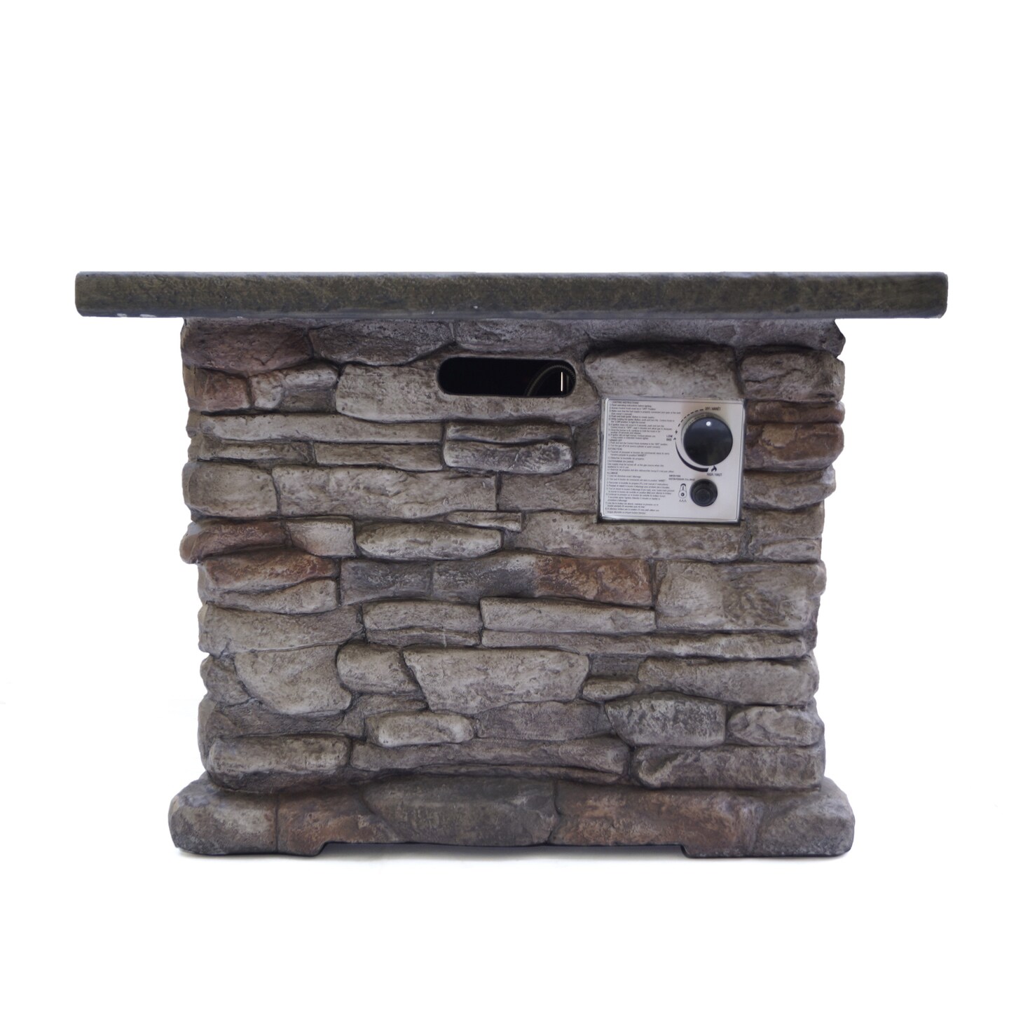GDFStudio Stone Outdoor Natural Stone Finished Propane Fire Pit -- 40000 BTU