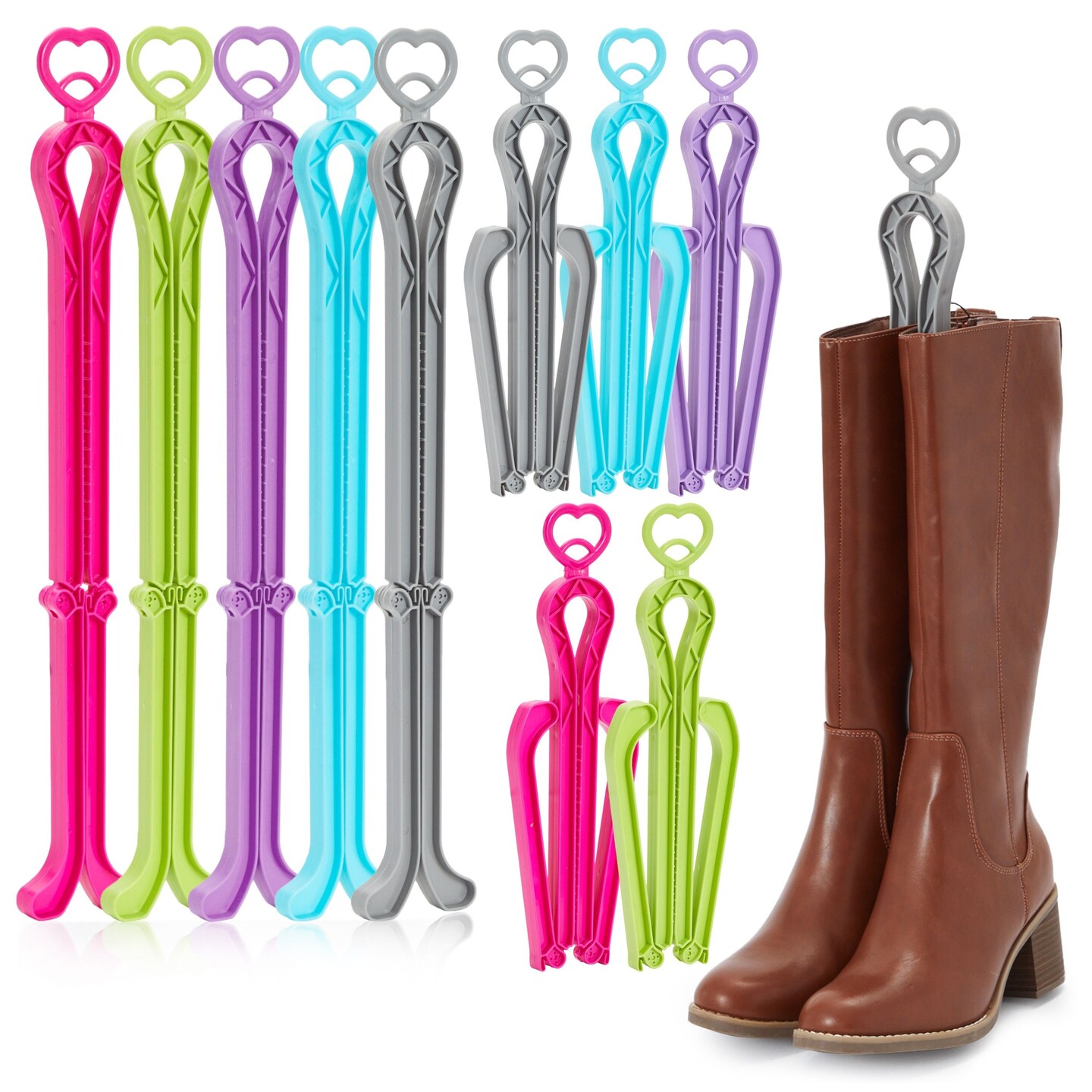 10 Pack Boot Shapers for Tall Boots - Folding Boot Trees, Support Stands, Stand Up Inserts for Women and Men (13 in)