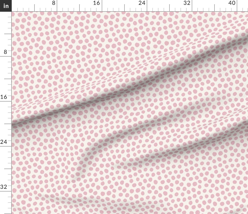 Pink Polka Dot Hand Painted Medium Scale Whimsical Boho Chic Custom Printed Fabric by Spoonflower Various Fabrics by the Yard or Fat Quarter