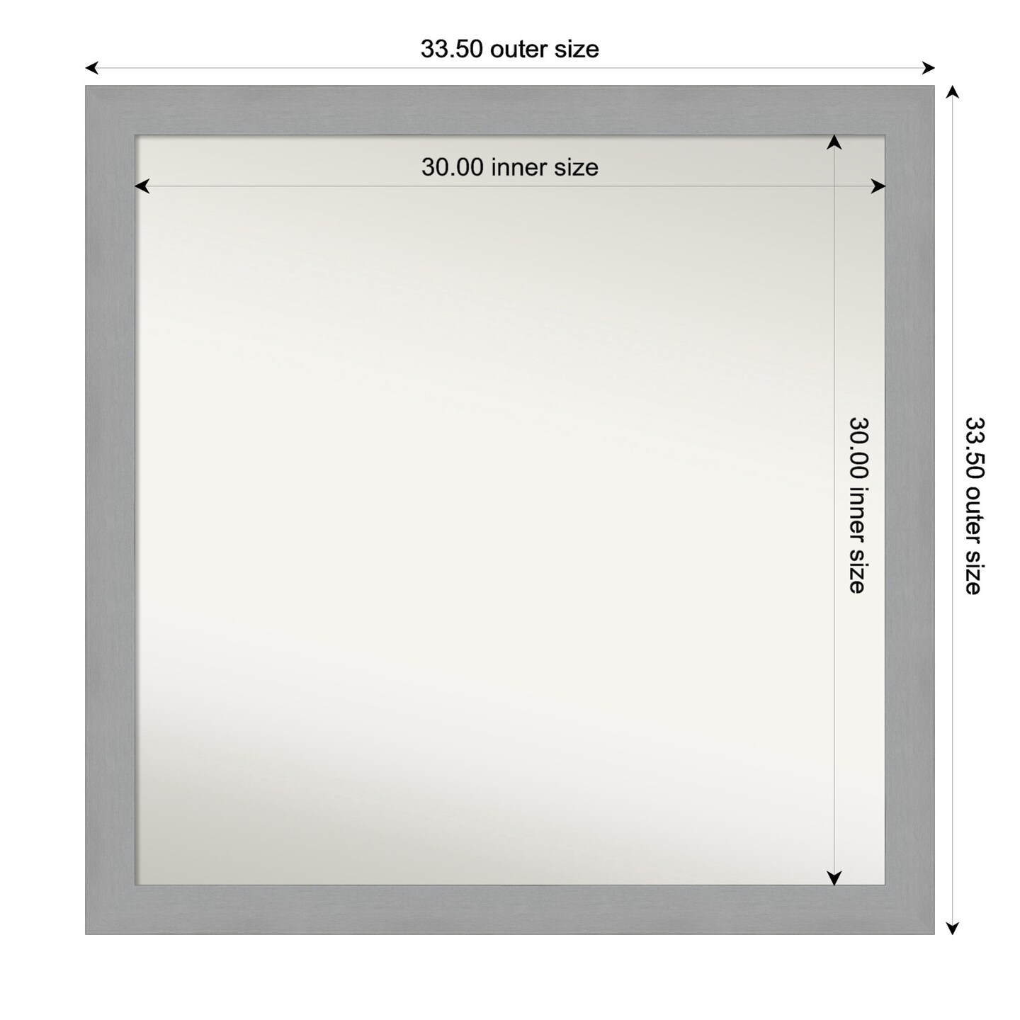 Brushed Nickel Non-Beveled Custom Framed Bathroom Vanity Wall Mirror