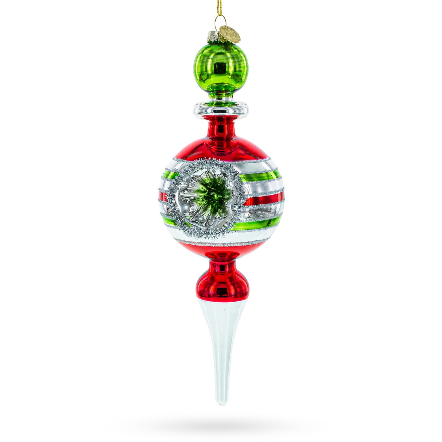 Vintage Multicolored Finial Retro-Inspired Glass Christmas Ornament