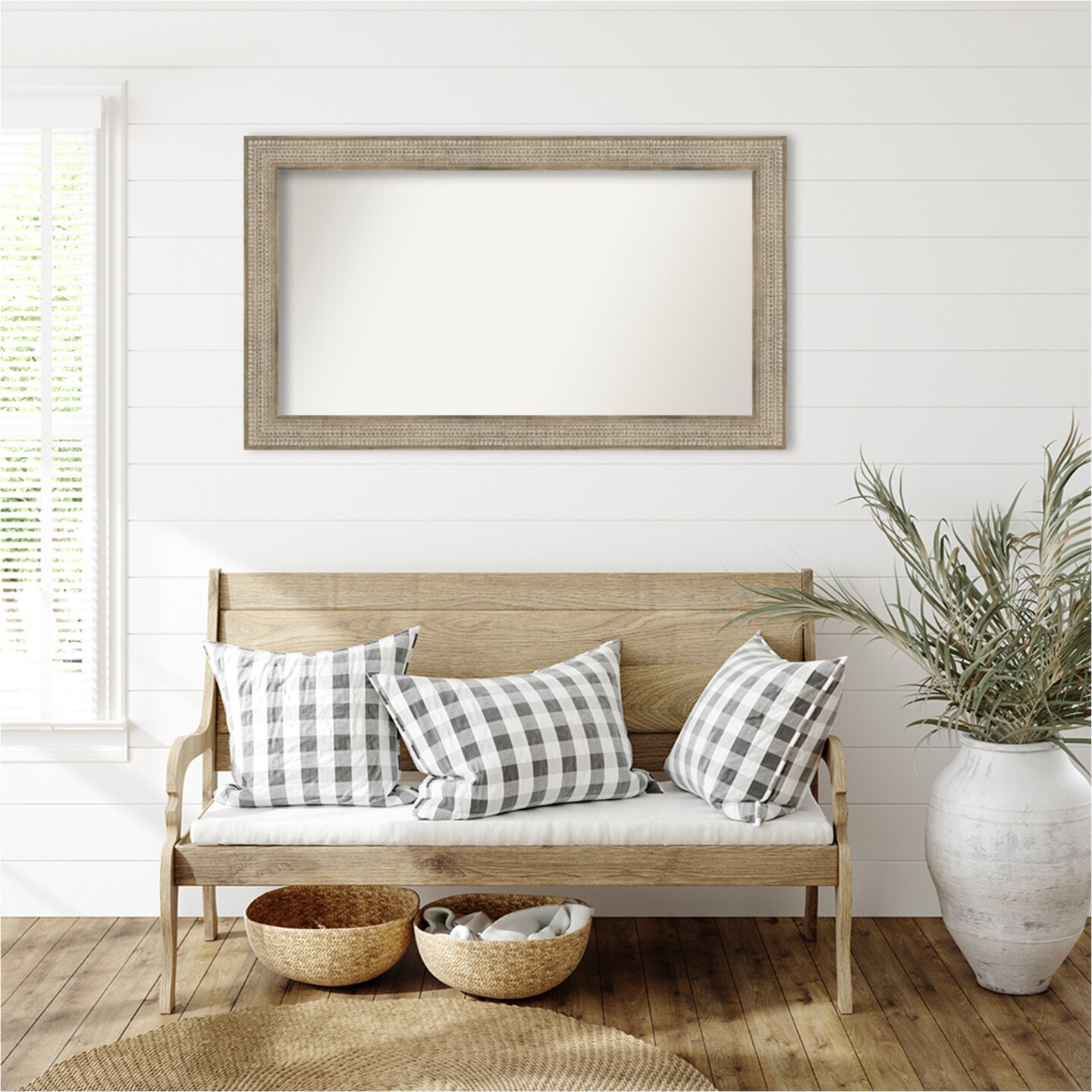 Trellis Silver Non-Beveled Custom Framed Bathroom Vanity Wall Mirror