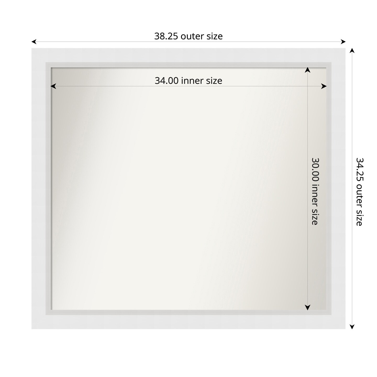 Blanco White Non-Beveled Custom Framed Bathroom Vanity Wall Mirror