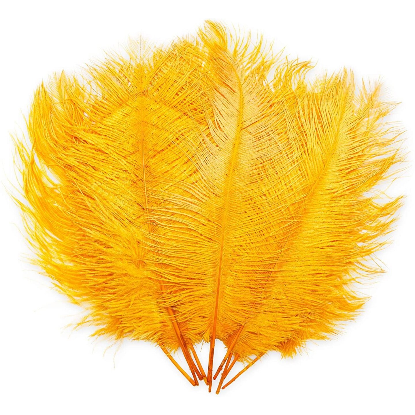 Ostrich Feather Plumes for Crafts, Wedding, Home Decor (Yellow, 12-14 in,  12 Pack)
