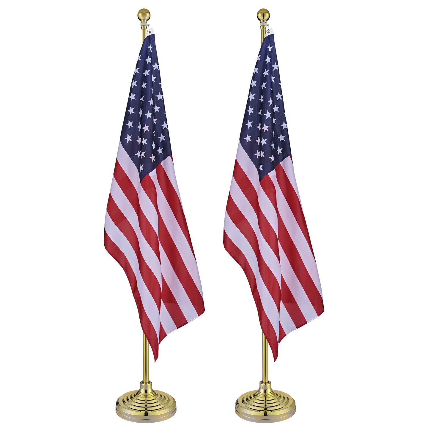 Silver and Golden Telescoping Al Flag Pole With US Flag, Ball and Eagle