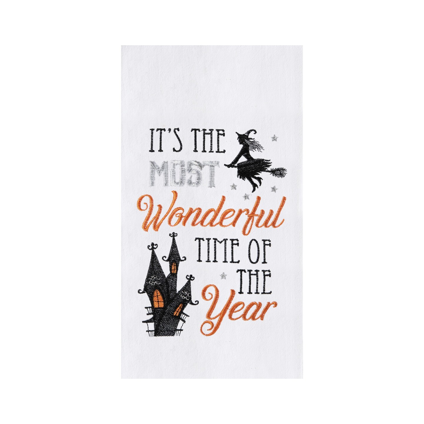 It&#x27;s The Most Wonderful Time Of The Year Halloween Embroidered Flour Sack Kitchen Towel Funny Dishtowel