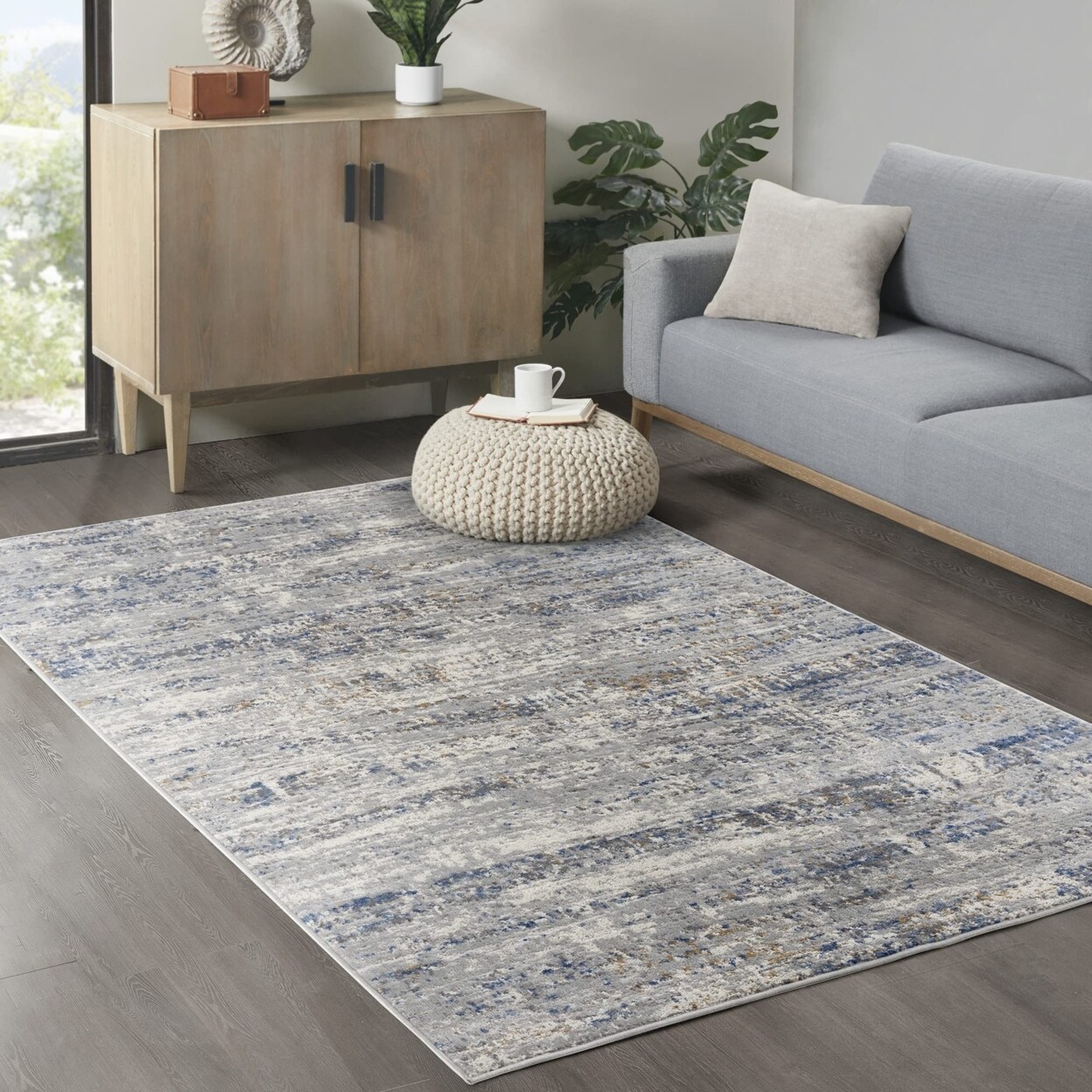 Madison Park   Harley Woven Turkish Area Rug, Blue/Cream - 6x9