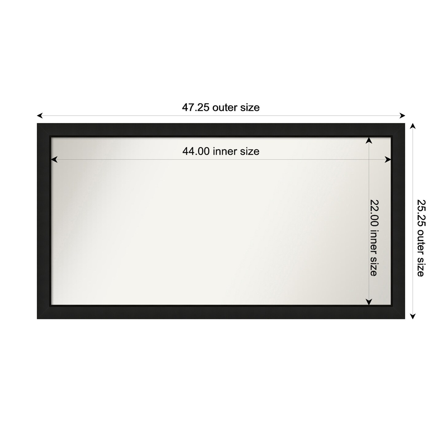 Midnight Black Narrow Non-Beveled Custom Framed Bathroom Vanity Wall Mirror