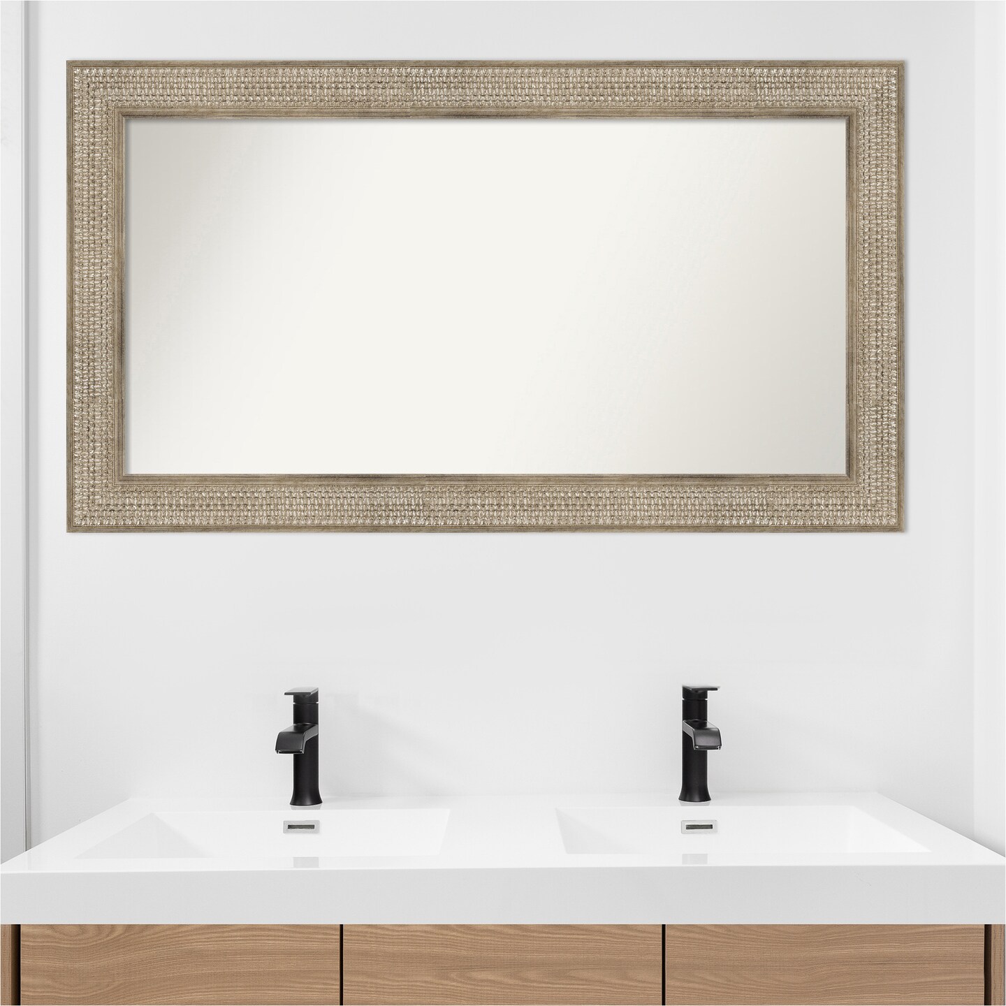 Trellis Silver Non-Beveled Custom Framed Bathroom Vanity Wall Mirror