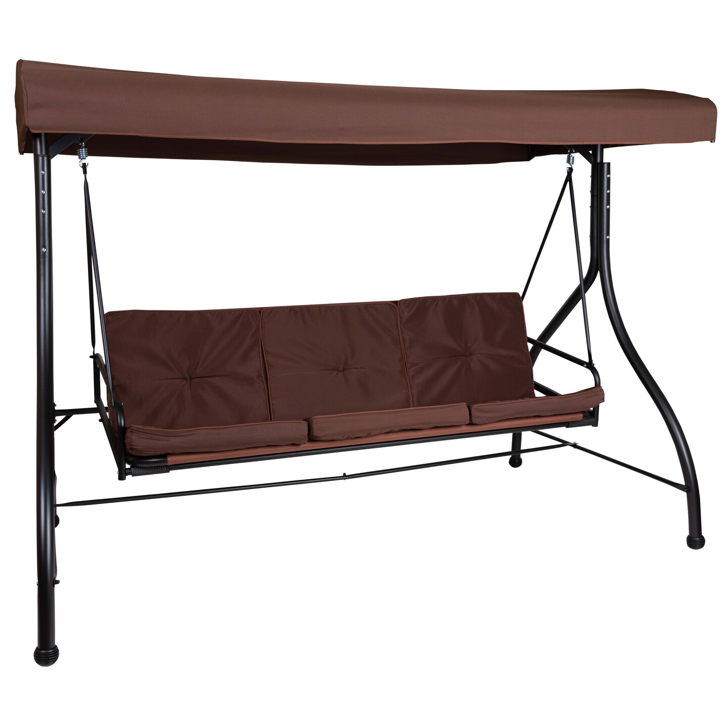 Emma and Oliver 3-Seat Outdoor Steel Converting Patio Swing and Bed Canopy Hammock