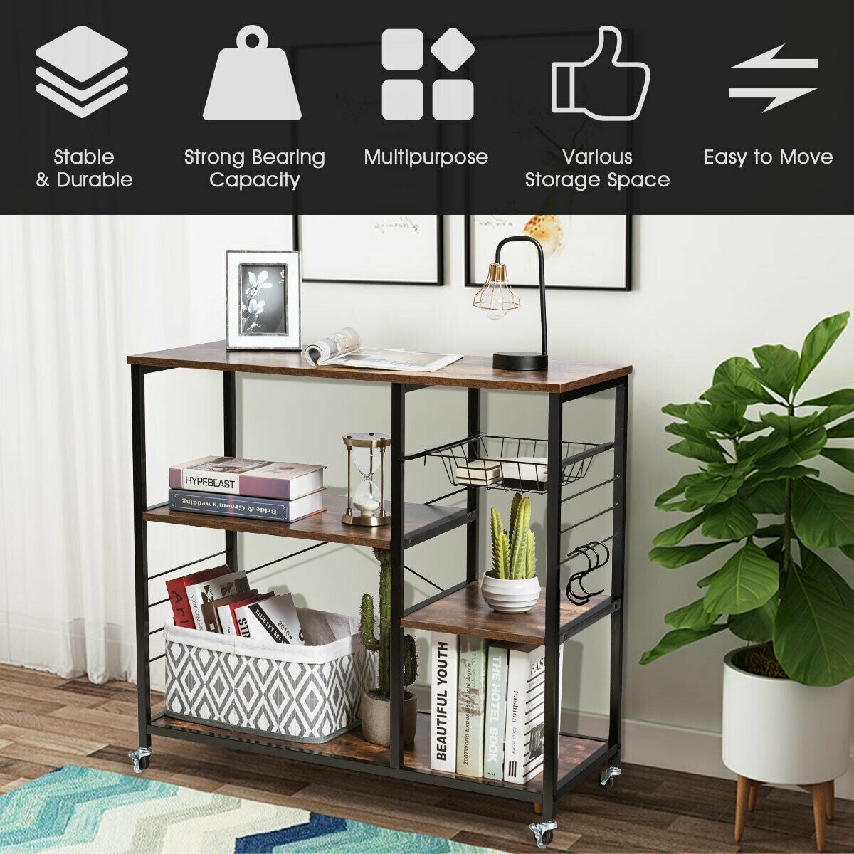 Rolling Industrial Kitchen Baker&#x27;s Storage Shelf