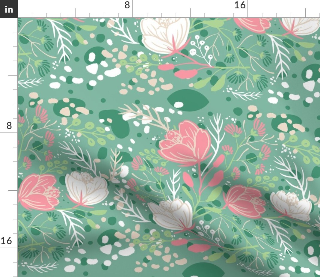 Abstract Garden Pond Fairy Lily Pad Whimsical Nature Floral Custom Printed Fabric by Spoonflower Various Fabrics by the Yard or Fat Quarter