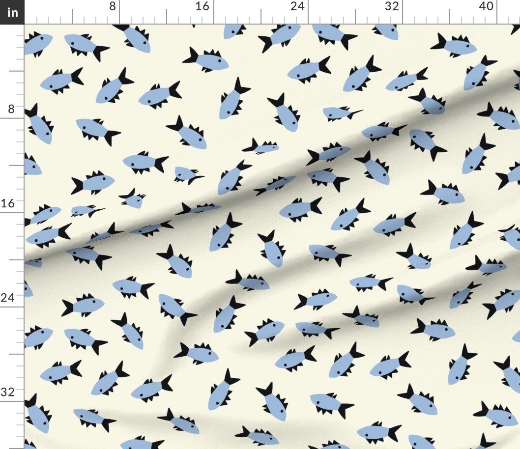 Petal Signature Cotton by the Yard or Fat Quarter Whimsical Fish Small  Coastal Nautical Ocean Beach Seaside Non-Directional Custom Printed Fabric  by Spoonflower