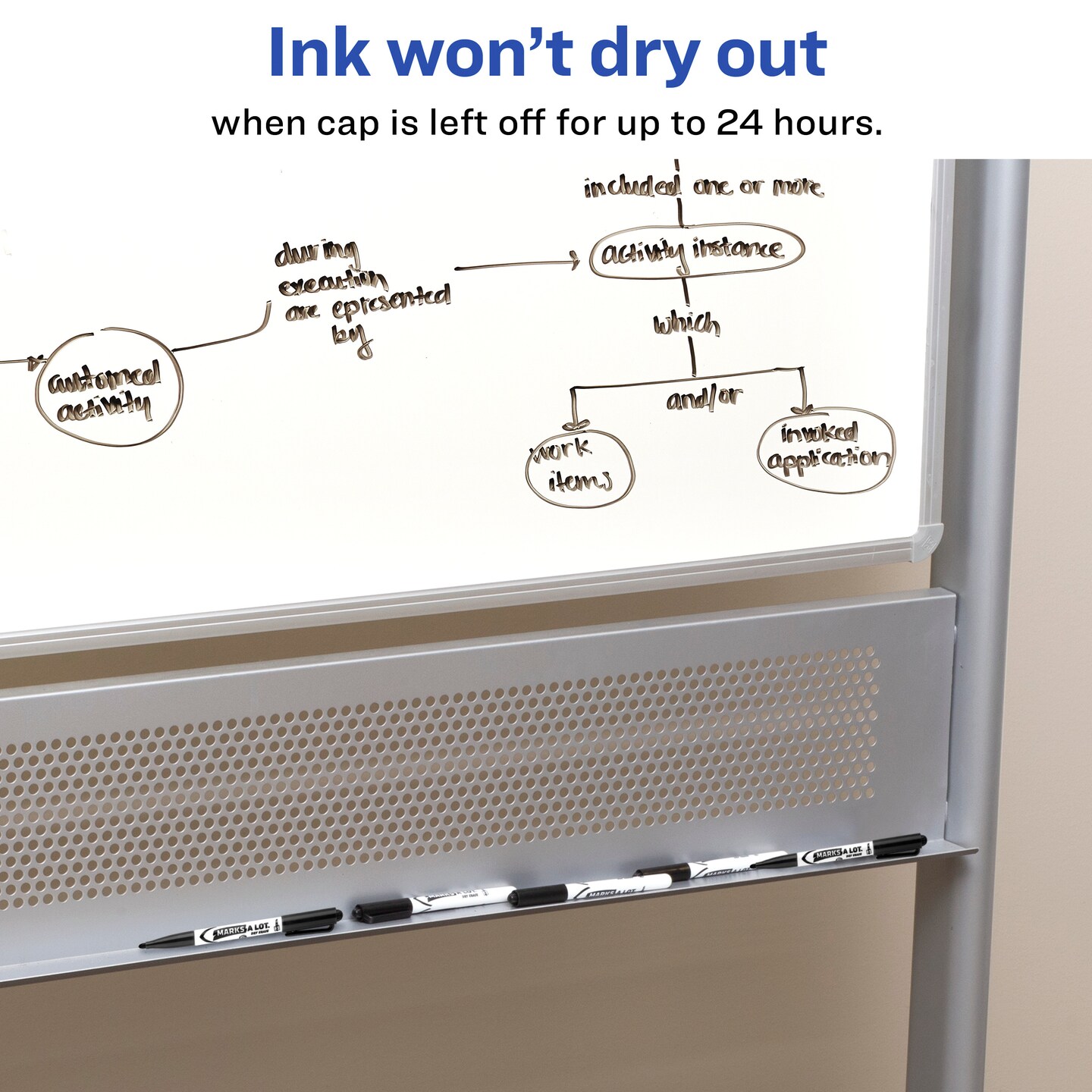 Avery Marks A Lot Pen-Style Dry Erase Markers, Bullet Tip, Assorted Colors, 6 Markers (24481)