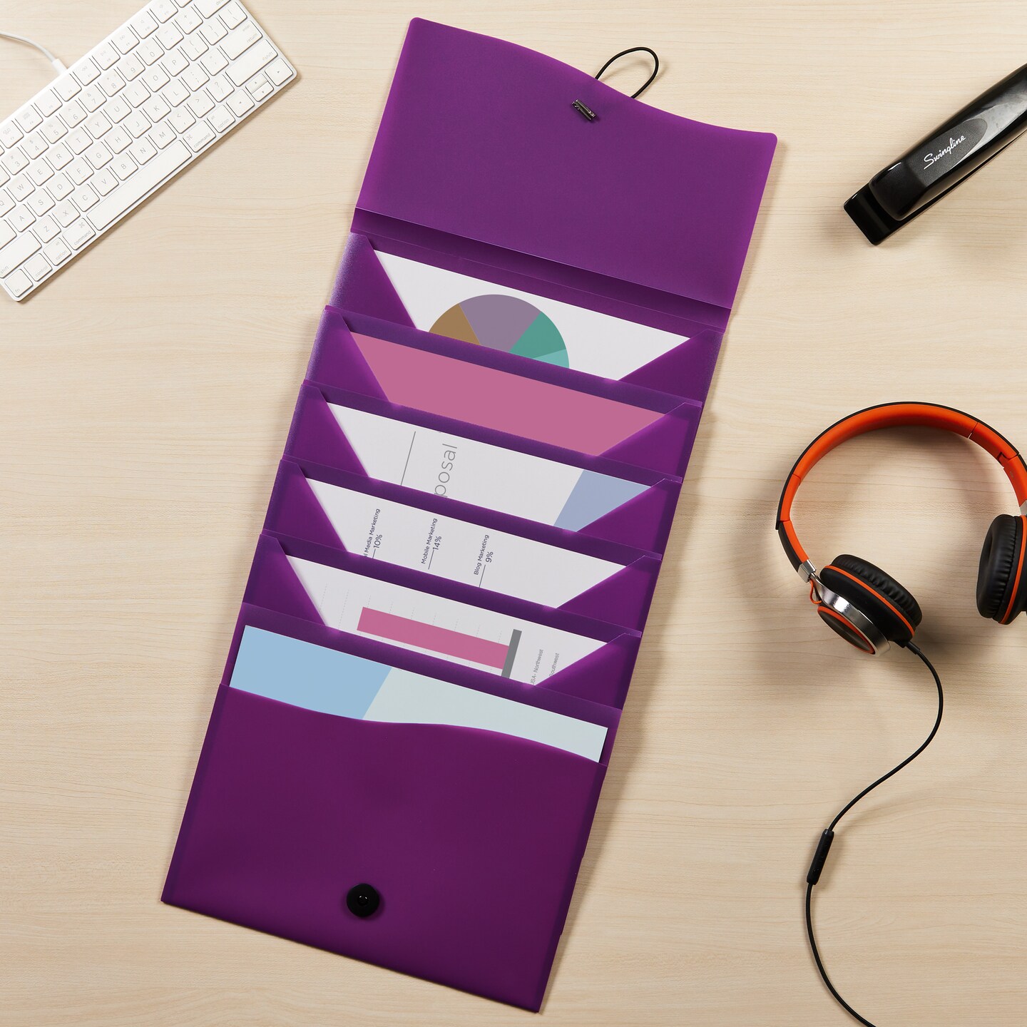 Avery Slide & View Expanding File Folder, 6 Pockets, Letter Size, 1 Plum Folder (73543)