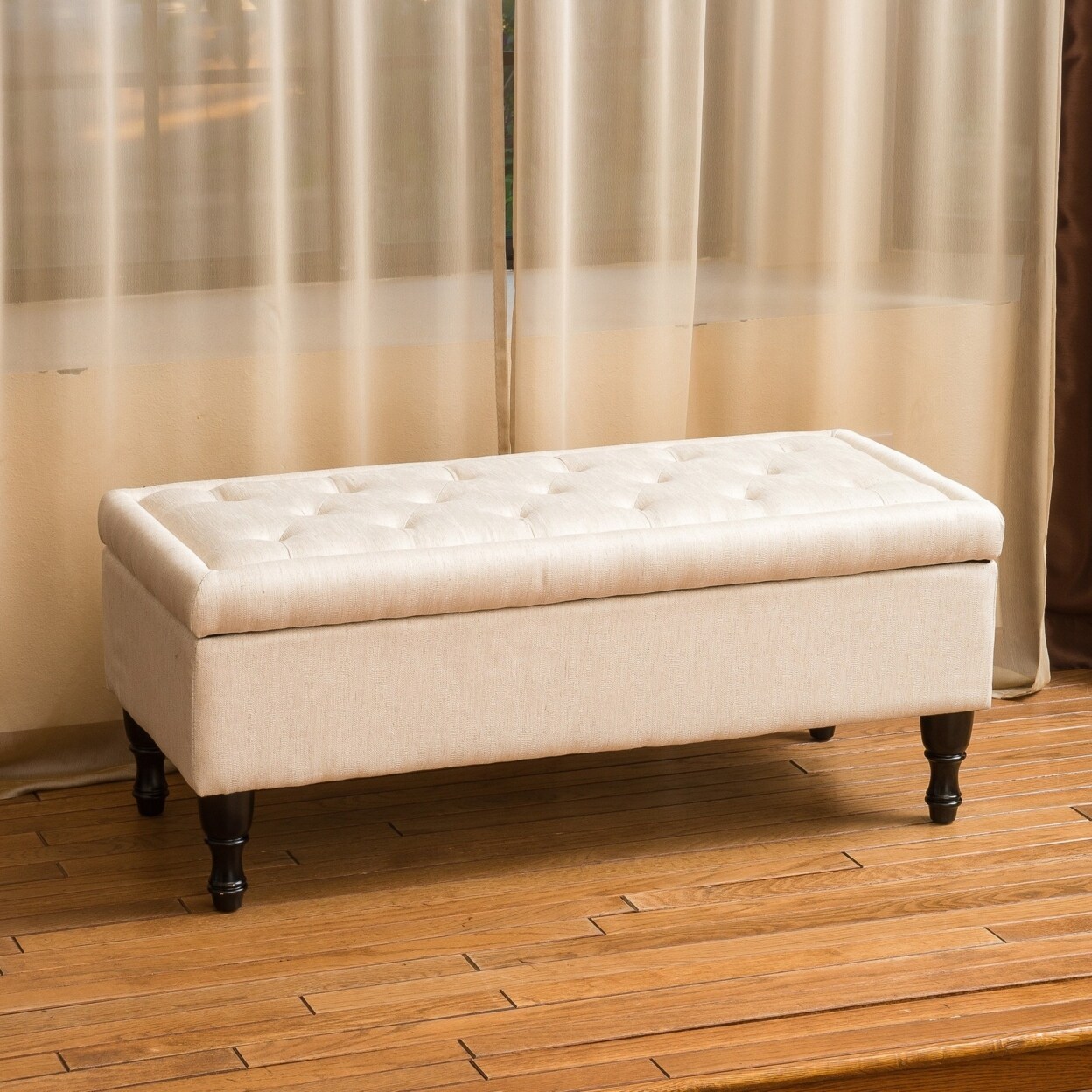 GDF Studio Logan Linen Storage Ottoman Bench