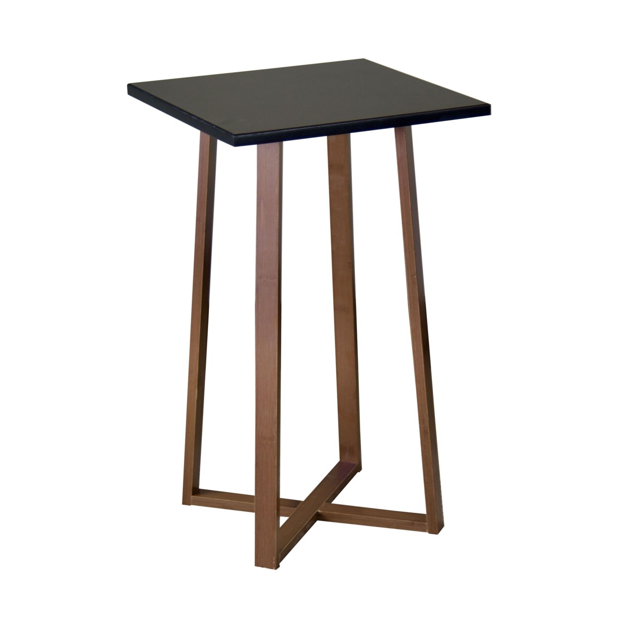 Eccostyle Solid Bamboo Frame Square Side Table, Plant Stand - Caramel and  Black