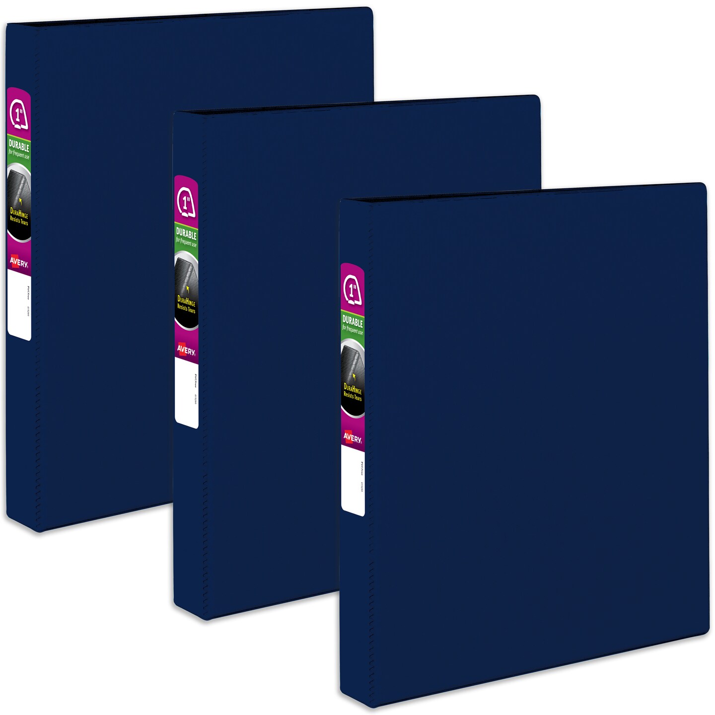 Avery Durable 3 Ring Binder, 1 Inch Slant Rings, 3 Blue Binders (27251)