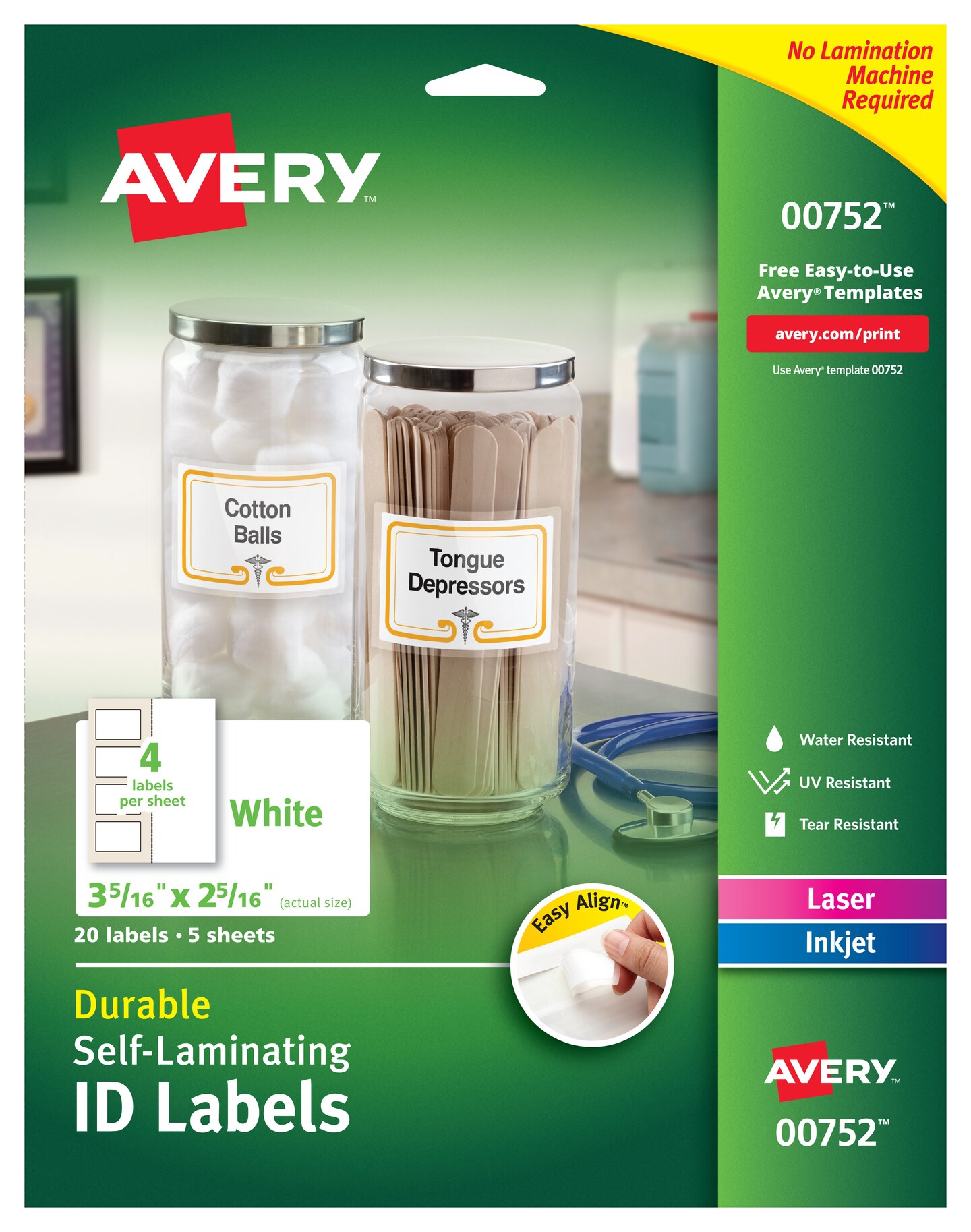 Avery Laminating Sheets, Self Adhesive - 2 sheets