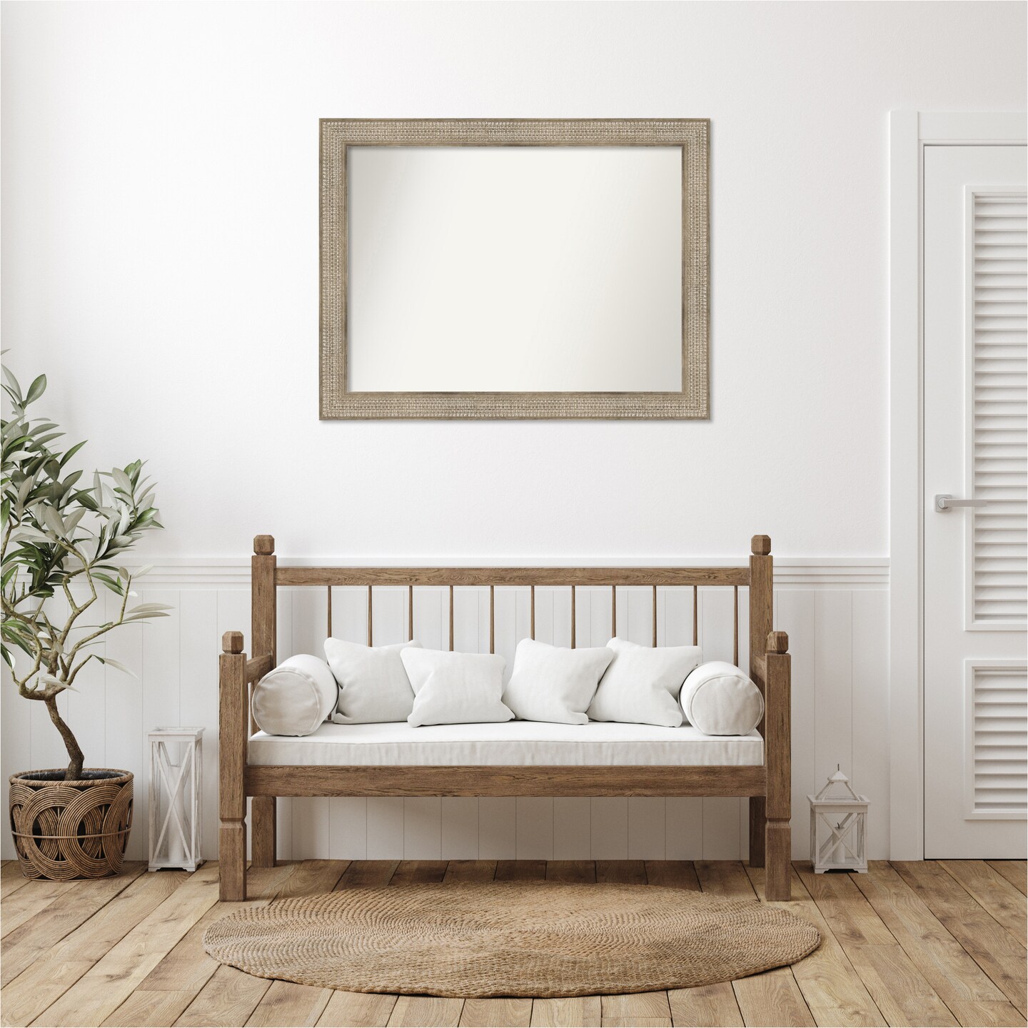 Trellis Silver Non-Beveled Custom Framed Bathroom Vanity Wall Mirror