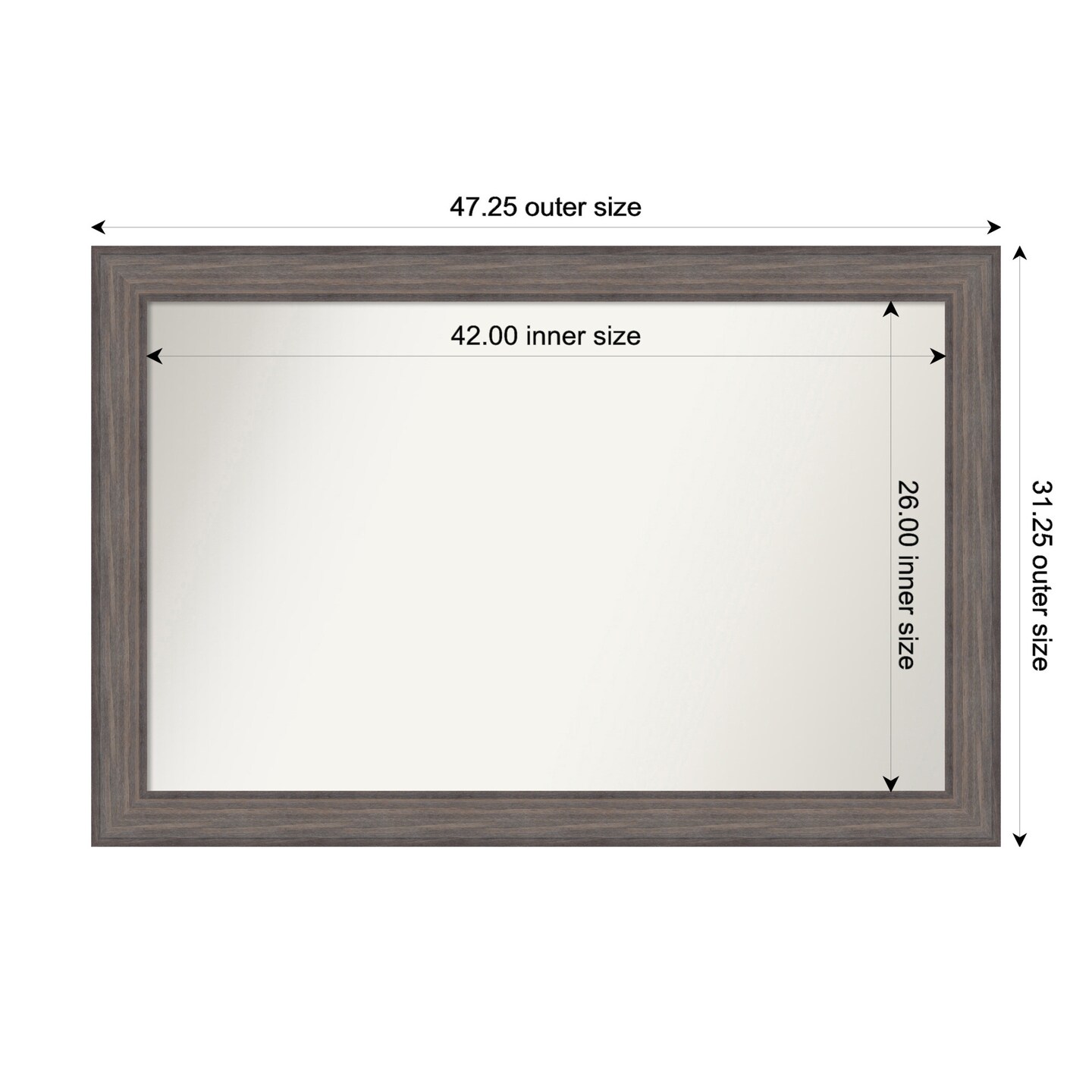 Country Barnwood Non-Beveled Custom Framed Bathroom Vanity Wall Mirror