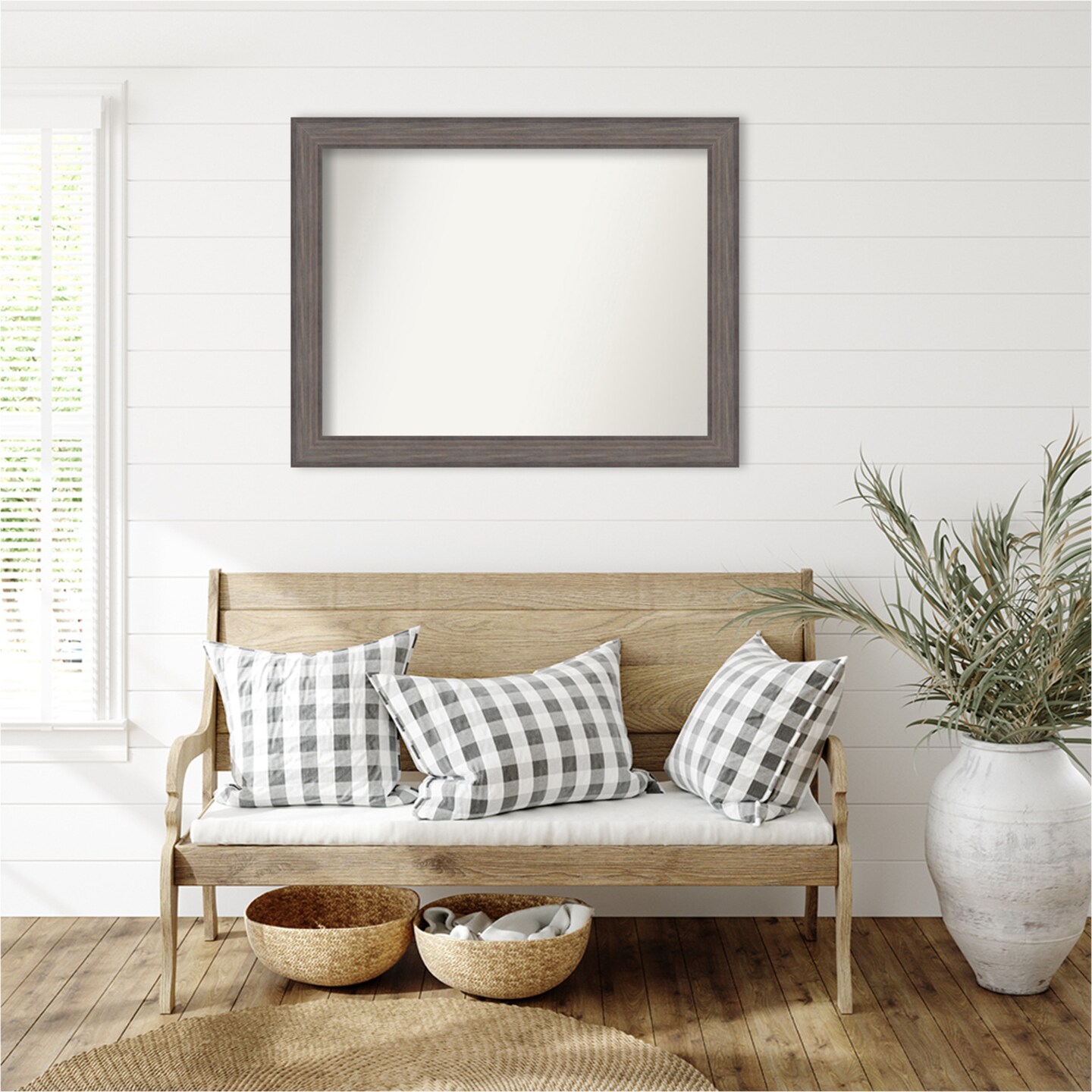 Country Barnwood Non-Beveled Custom Framed Bathroom Vanity Wall Mirror