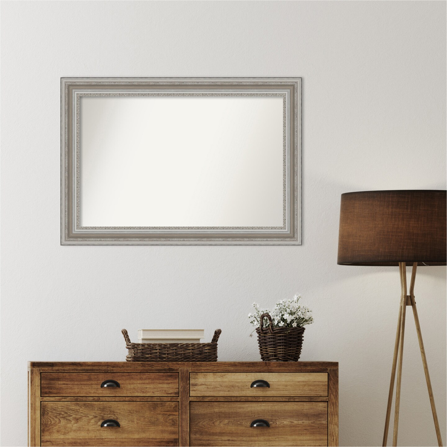 Parlor Silver Non-Beveled Custom Framed Bathroom Vanity Wall Mirror
