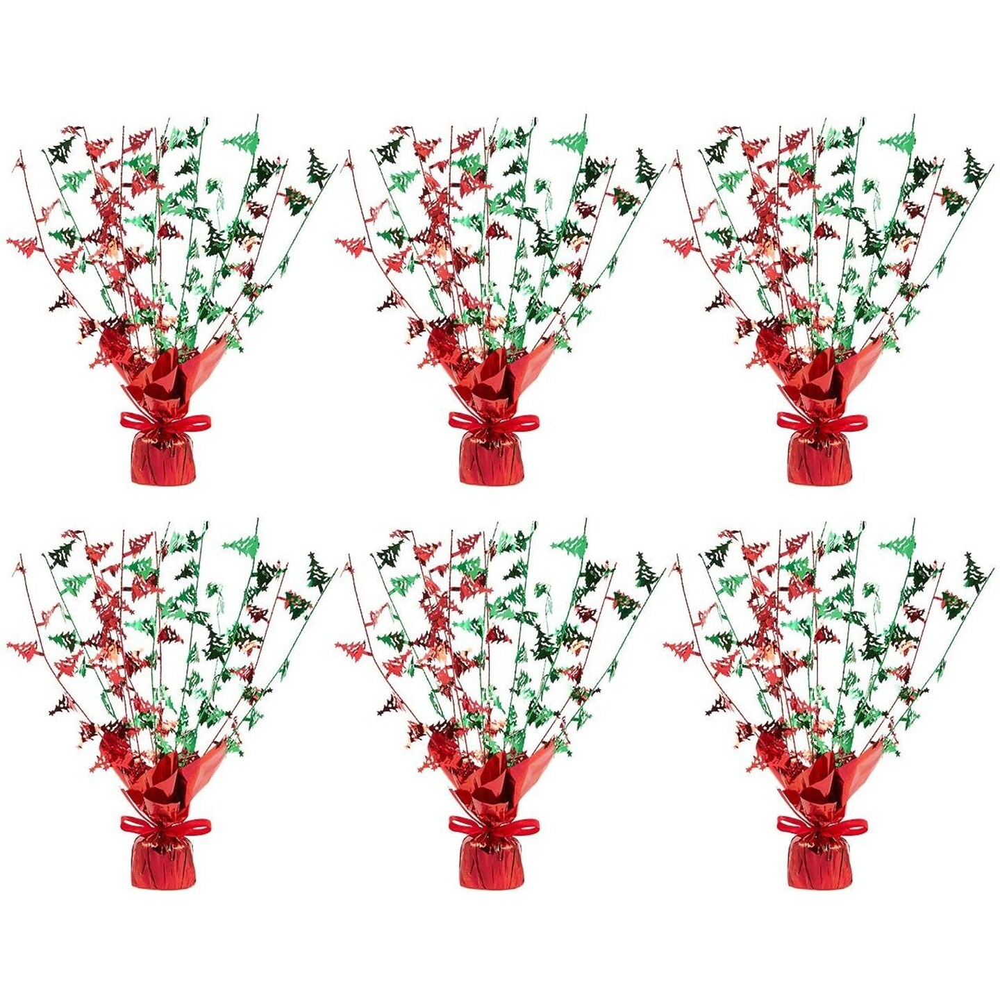 6 Pack Christmas Centerpieces, Balloon Weight for Indoor Dining Room Tables, Xmas Holiday Decorations, Red, 13.5 x 2.3 x 1.7 in.