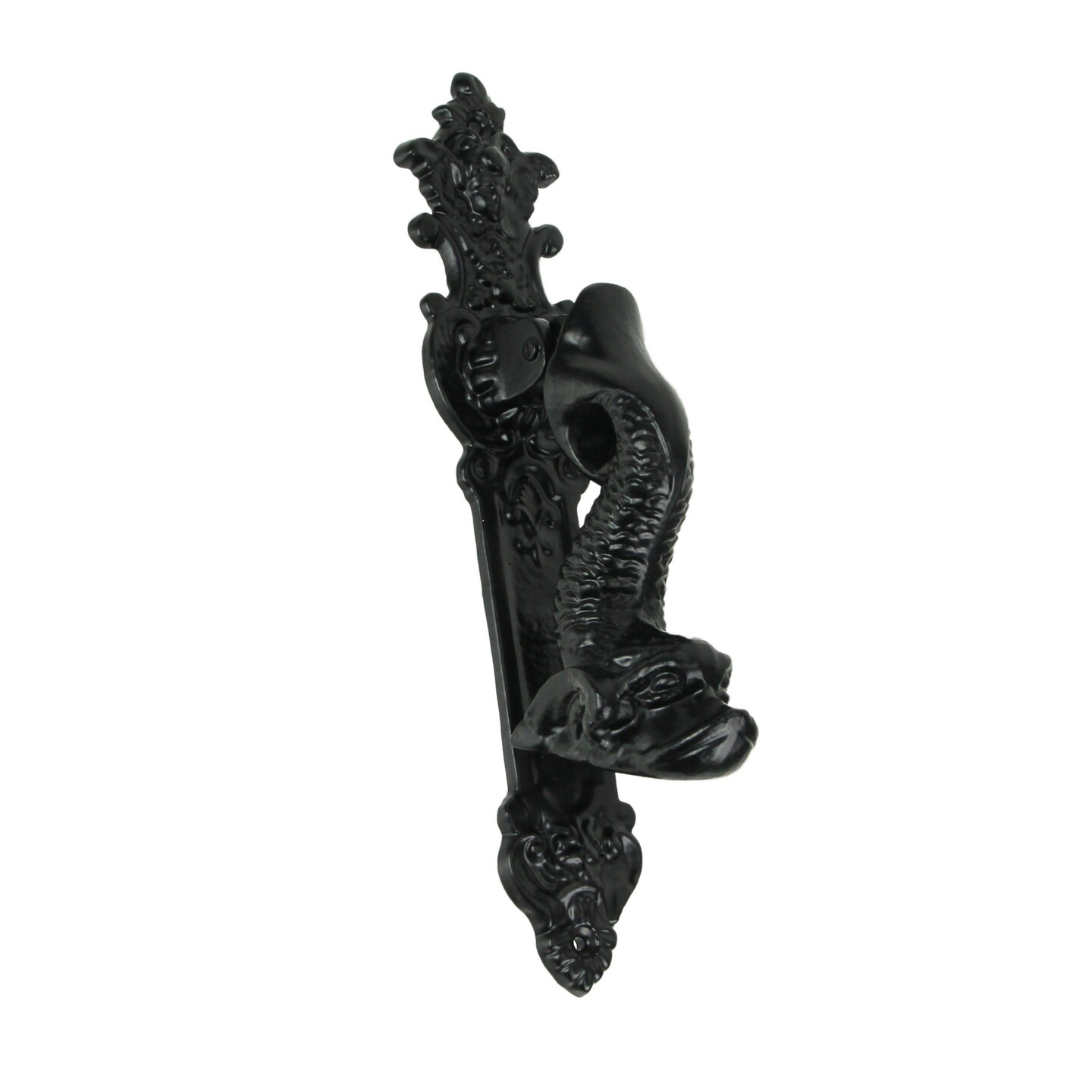 Rustic Black Enamel Cast Iron Roman Dolphin Decorative Door Knocker