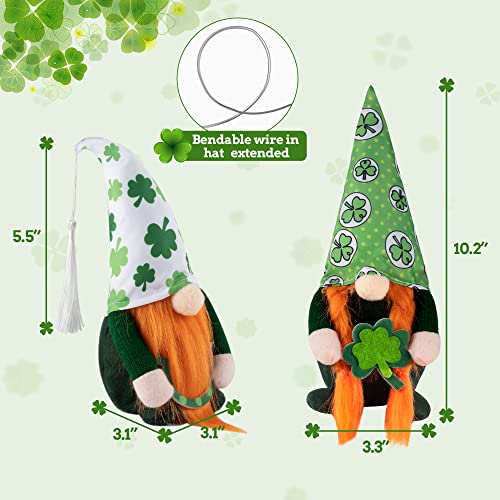 2 Pieces St. Patrick&#x27;s Day Gnomes Decorations- Irish Leprechaun Plush Dolls Handmade Swedish Tomte for Home Table Ornament