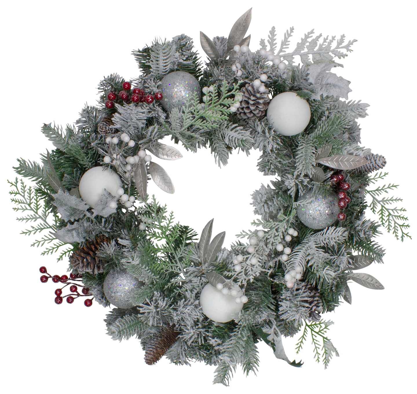 Northlight Frosted Cedar and Berries Artificial Christmas Wreath - 24-Inch, Unlit