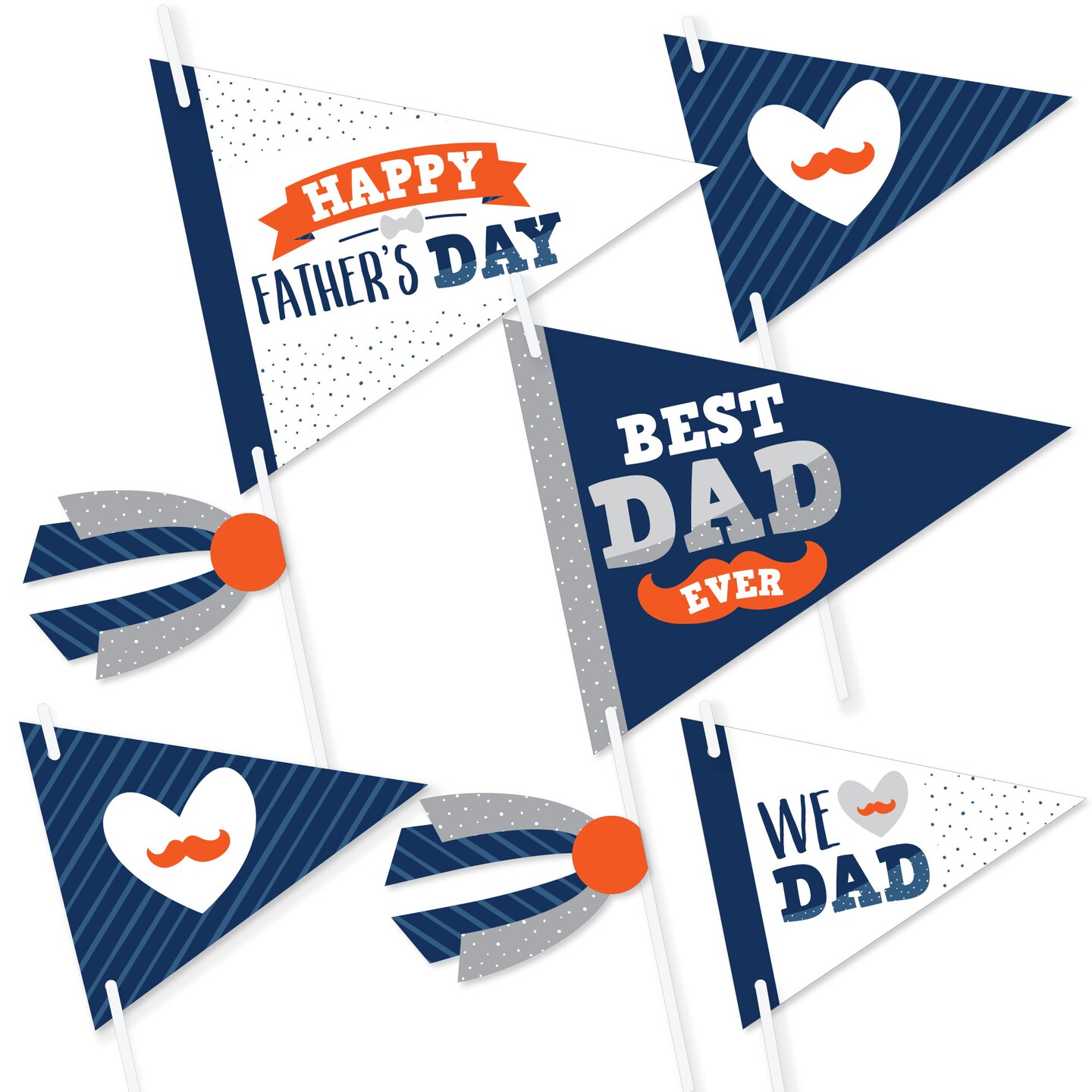 Big Dot of Happiness Happy Father's Day - Triangle We Love Dad Party Photo Props - Pennant Flag Centerpieces - Set of 20