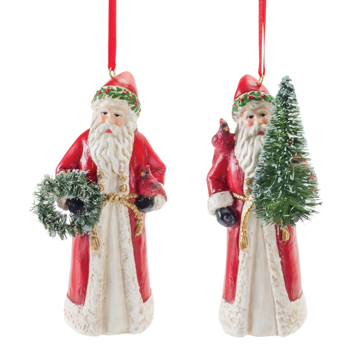 Melrose Santa with Cardinal Christmas Ornaments - 4.5&#x22; - Set of 6