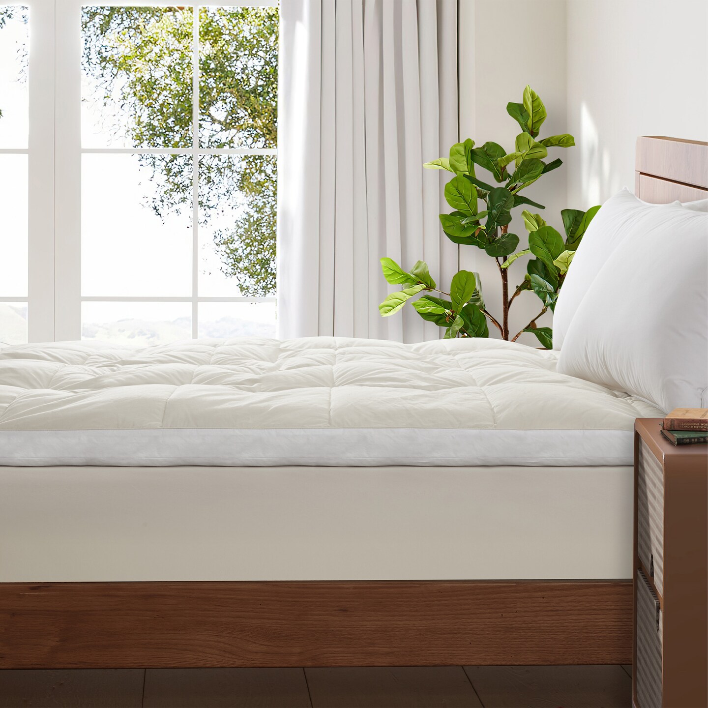 Organic Cotton Mattress Topper Goose Feather Bed Twin Full Queen King Size