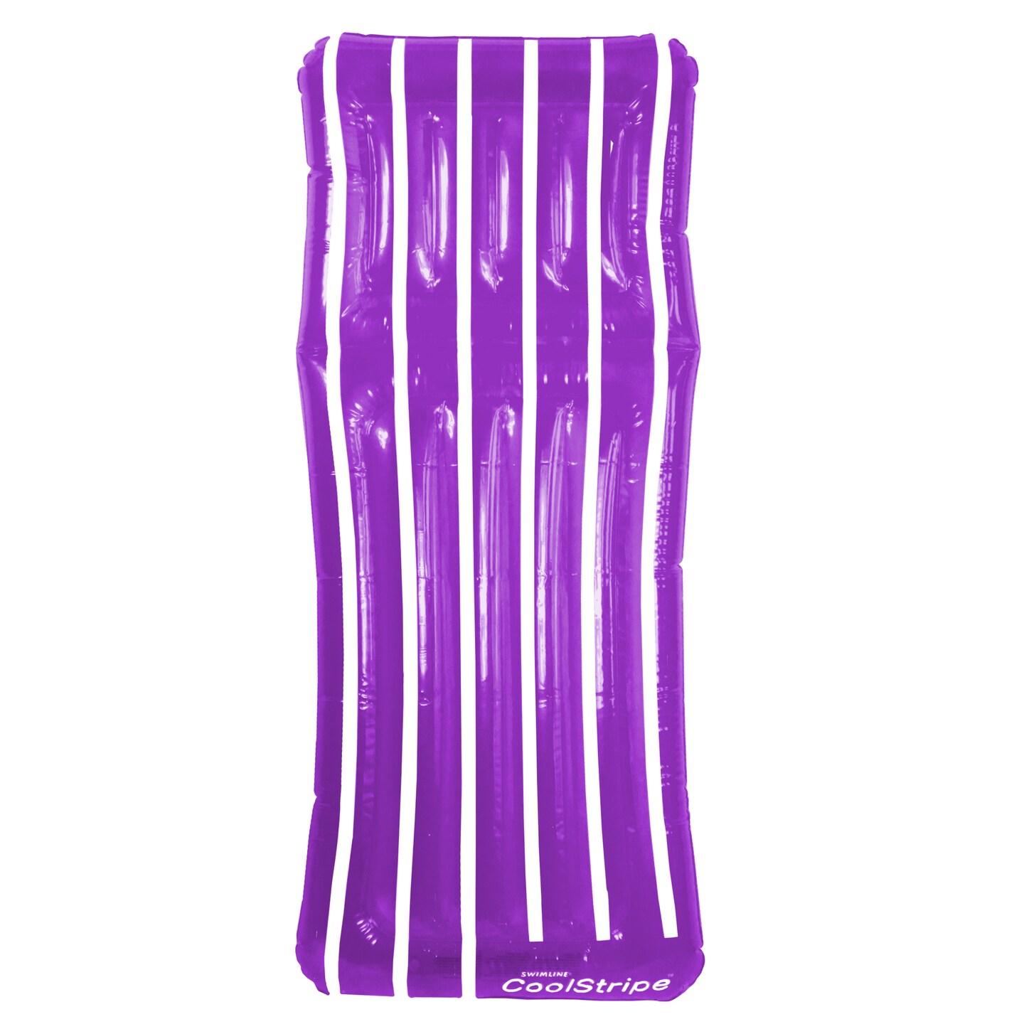 Swim Central 72&#x22; Inflatable Purple and White Cool Stripe Swimming Pool Mattress Float
