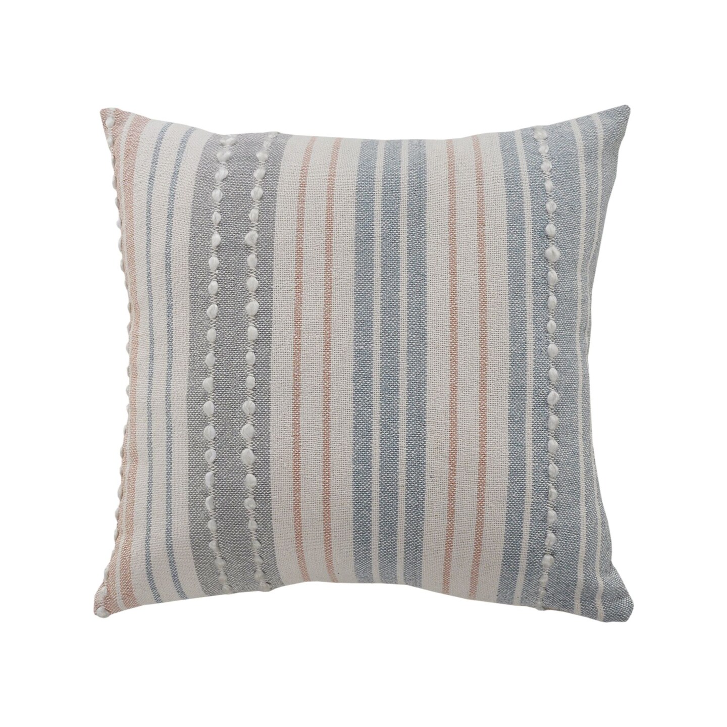 Laddha Home Designs 20&#x22; Gray and Blue Striped Square Throw Pillow