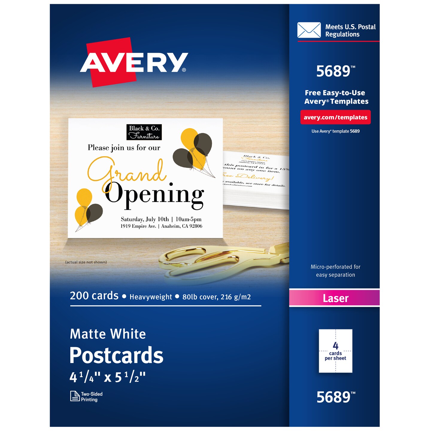 Avery Printable Postcards, 4.25" x 5.5", White, 200 Blank Postcards for