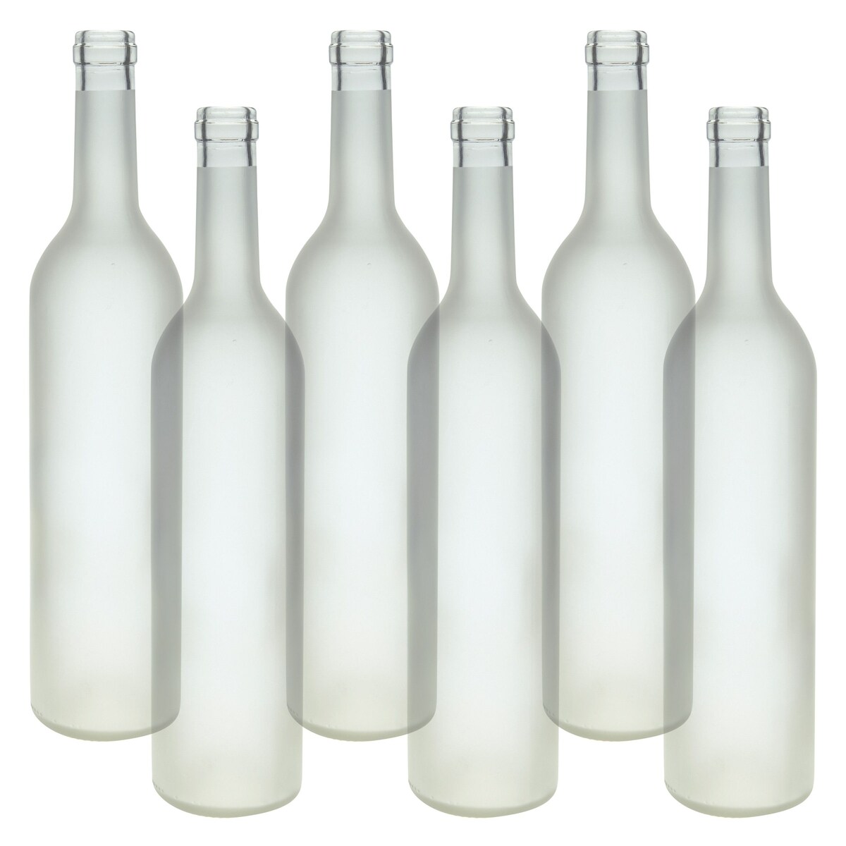 6 Pack Empty Clear Frosted Glass Wine Bottles for Decorations