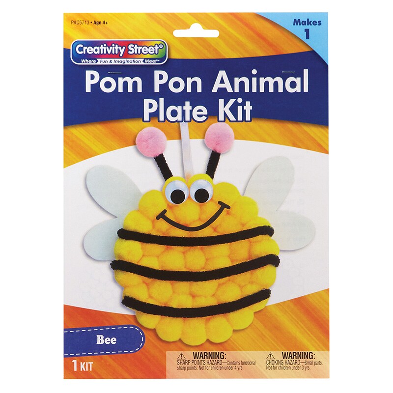 Pom Pon Animal Plate Kit, Bee, 9&#x22; x 8.5&#x22; x 1&#x22;, 1 Kit