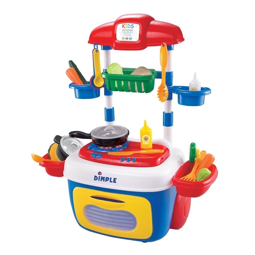 Dimple On The Go Carrier Toy Kitchen Set (30-Piece Set) With Lights and Sounds by