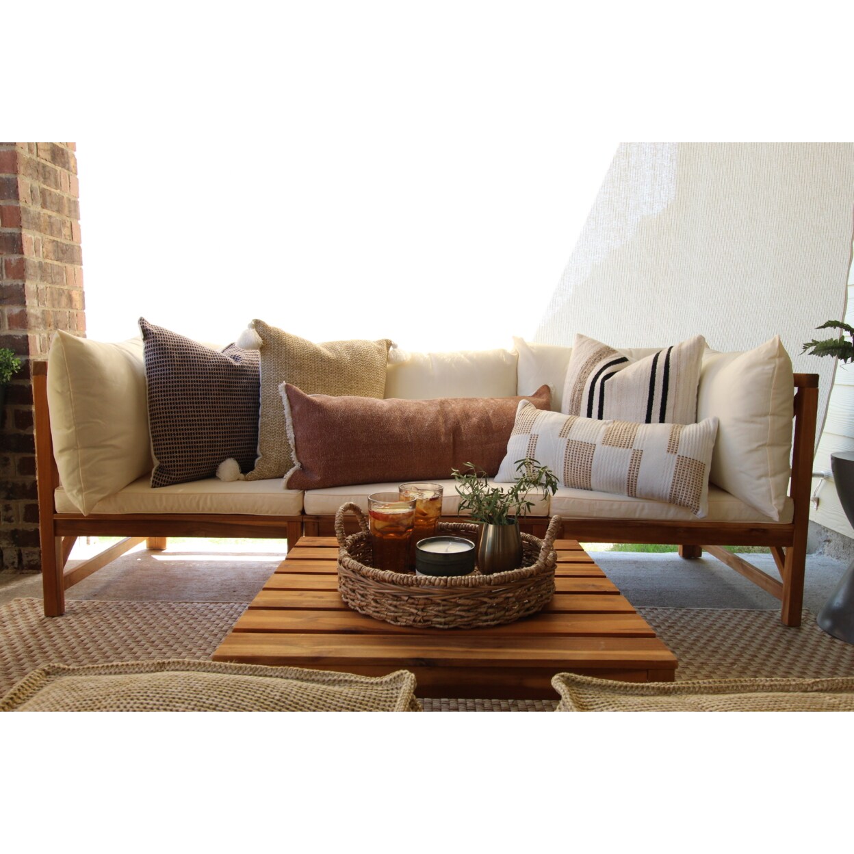Safavieh   Outdoor Collection Lynwood Modular Outdoor Sectional Natural/Beige