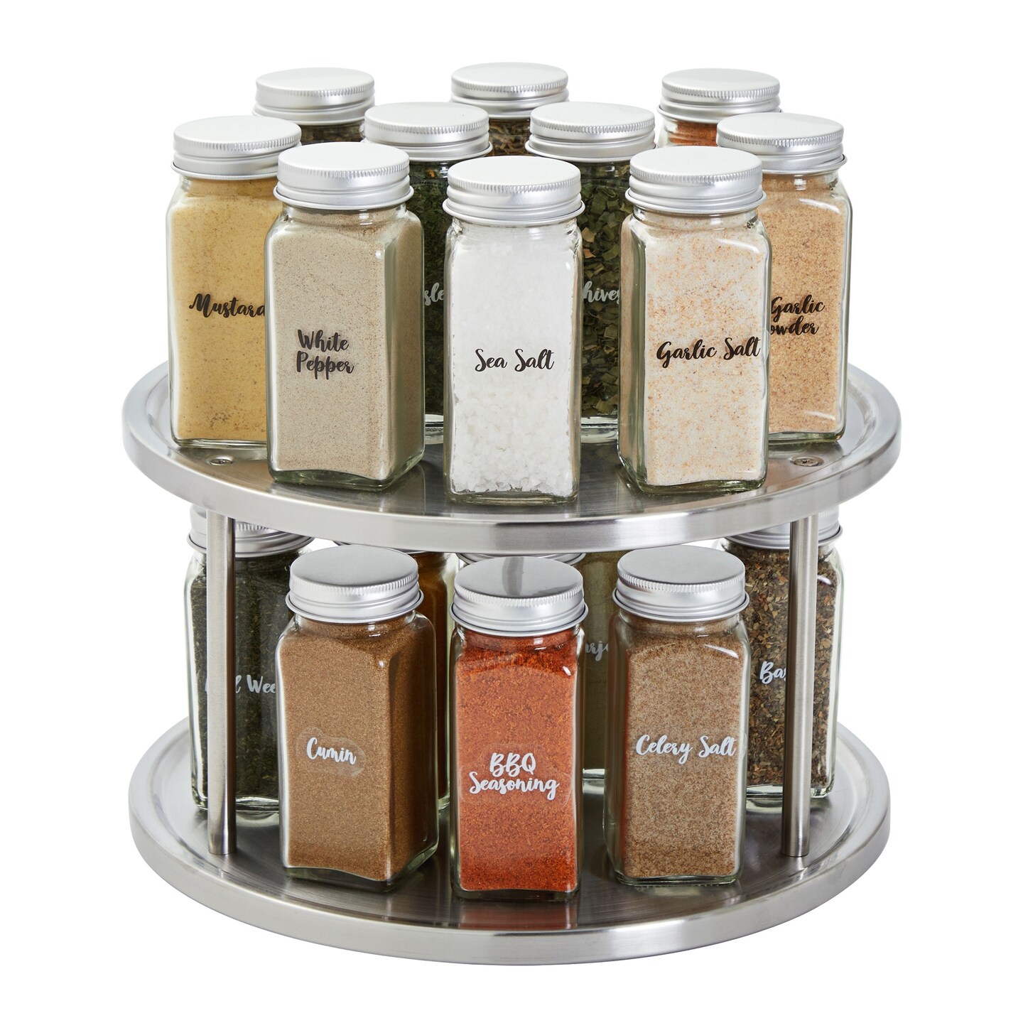 18 Jars Rotating Herbs Spices, Rotating Spice Rack Kitchen