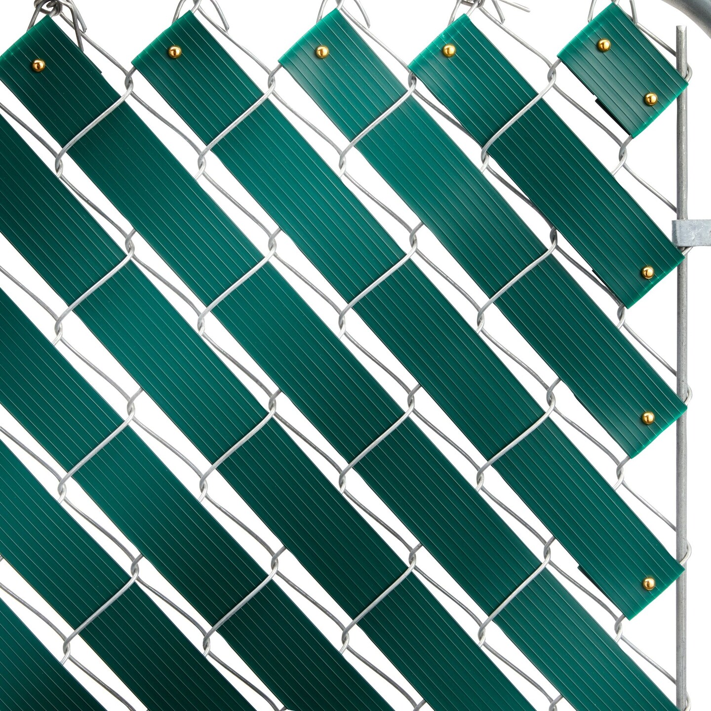 Chain Link Fence Slats, Privacy Screen Covering Tape Roll with Brass Fasteners, Weave Panel Design for Home, School, Business, Stadiums (1.8 in x 246 ft, Green)