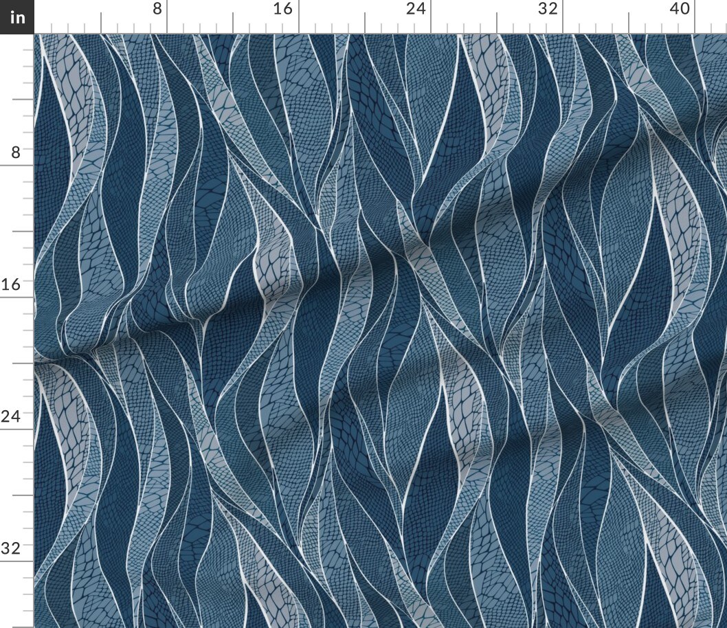 Blue Water Abstract Animals Waves Ocean Snake Skin Animal Print Custom Printed Fabric by Spoonflower Various Fabrics by the Yard or Fat Quarter