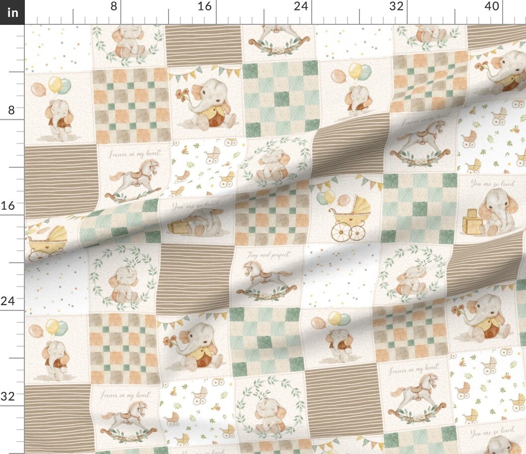 Petal Signature Cotton by the Yard or Fat Quarter Neutral Baby Cheater Quilt Beige Blocks Nursery Gender Wholecloth Quilt Topper Custom Printed Fabric by Spoonflower