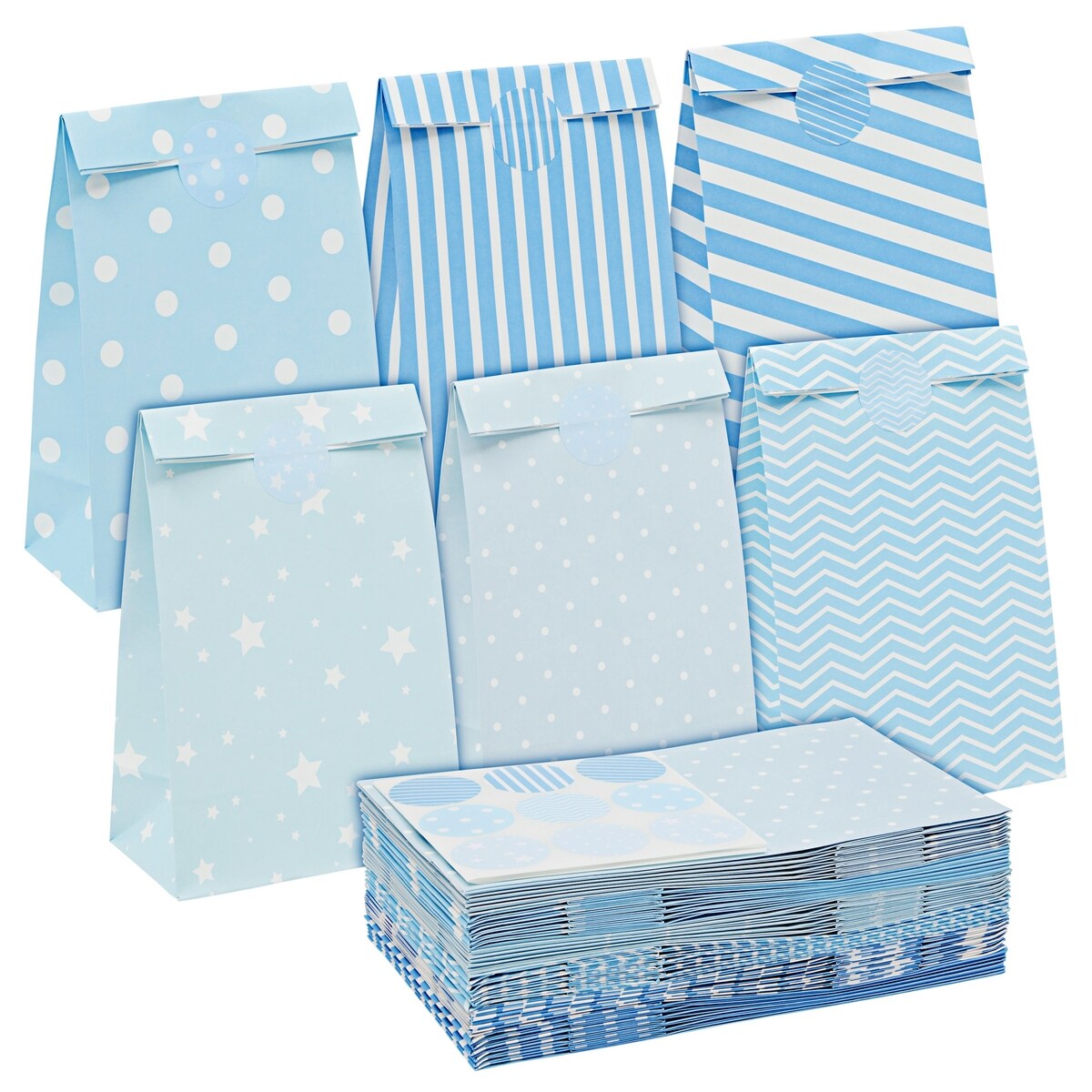 Blue Gift Bags Birthday Stock Photo - Download Image Now - Goodie