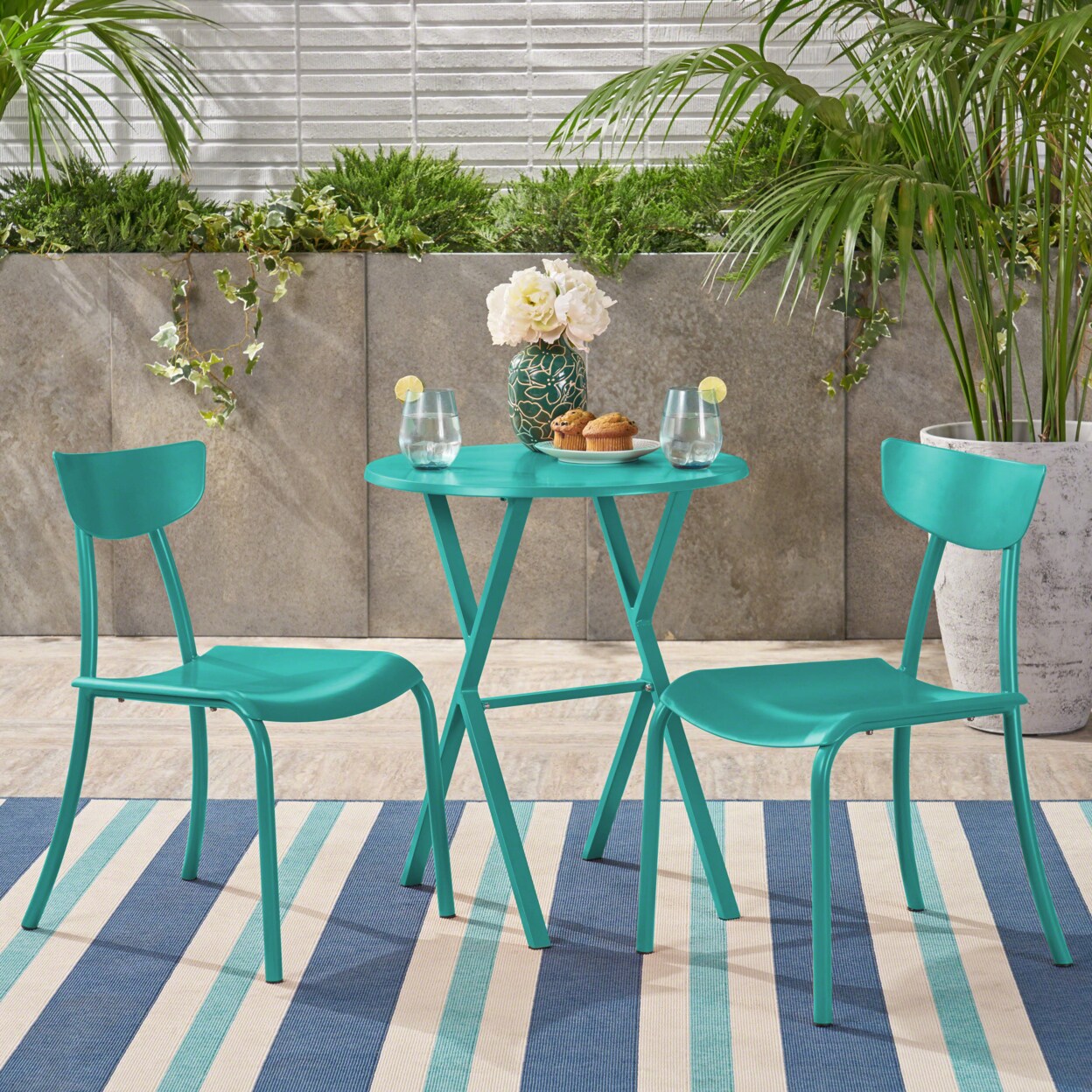 GDFStudio Lucy Outdoor Iron Bistro Set
